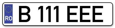 Placuta inmatriculare numar auto  B-111-EEE, B 111 EEE, B111EEE