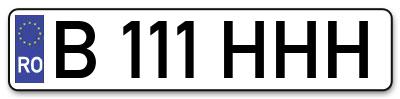 Placuta inmatriculare numar auto  B-111-HHH, B 111 HHH, B111HHH