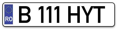 Placuta inmatriculare numar auto  B-111-HYT, B 111 HYT, B111HYT