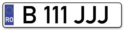Placuta inmatriculare numar auto  B-111-JJJ, B 111 JJJ, B111JJJ