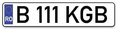 Placuta inmatriculare numar auto  B-111-KGB, B 111 KGB, B111KGB