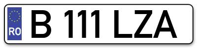 Placuta inmatriculare numar auto  B-111-LZA, B 111 LZA, B111LZA