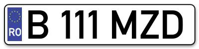 Placuta inmatriculare numar auto  B-111-MZD, B 111 MZD, B111MZD
