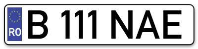 Placuta inmatriculare numar auto  B-111-NAE, B 111 NAE, B111NAE