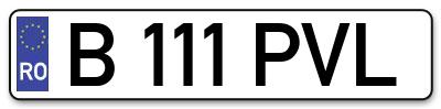 Placuta inmatriculare numar auto  B-111-PVL, B 111 PVL, B111PVL