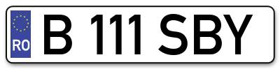 Placuta inmatriculare numar auto  B-111-SBY, B 111 SBY, B111SBY