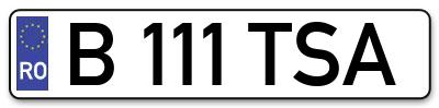 Placuta inmatriculare numar auto  B-111-TSA, B 111 TSA, B111TSA