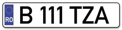 Placuta inmatriculare numar auto  B-111-TZA, B 111 TZA, B111TZA
