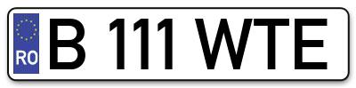 Placuta inmatriculare numar auto  B-111-WTE, B 111 WTE, B111WTE