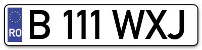 Placuta inmatriculare numar auto  B-111-WXJ, B 111 WXJ, B111WXJ