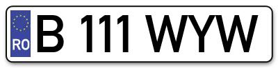Placuta inmatriculare numar auto  B-111-WYW, B 111 WYW, B111WYW