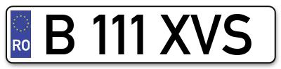 Placuta inmatriculare numar auto  B-111-XVS, B 111 XVS, B111XVS