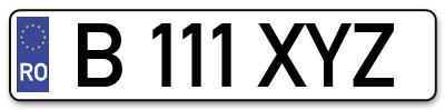 Placuta inmatriculare numar auto  B-111-XYZ, B 111 XYZ, B111XYZ