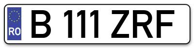 Placuta inmatriculare numar auto  B-111-ZRF, B 111 ZRF, B111ZRF