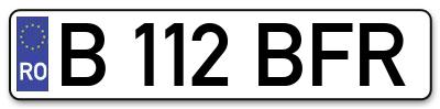 Placuta inmatriculare numar auto  B-112-BFR, B 112 BFR, B112BFR