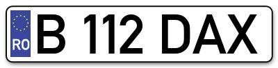 Placuta inmatriculare numar auto  B-112-DAX, B 112 DAX, B112DAX