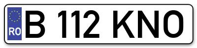 Placuta inmatriculare numar auto  B-112-KNO, B 112 KNO, B112KNO