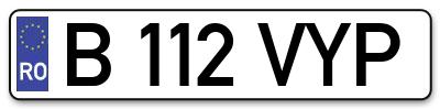 Placuta inmatriculare numar auto  B-112-VYP, B 112 VYP, B112VYP