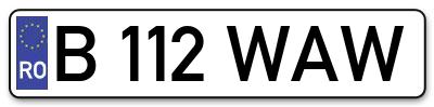 Placuta inmatriculare numar auto  B-112-WAW, B 112 WAW, B112WAW