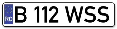 Placuta inmatriculare numar auto  B-112-WSS, B 112 WSS, B112WSS