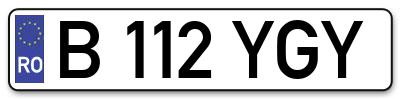 Placuta inmatriculare numar auto  B-112-YGY, B 112 YGY, B112YGY