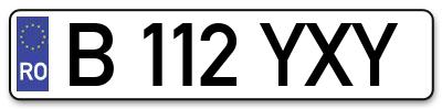 Placuta inmatriculare numar auto  B-112-YXY, B 112 YXY, B112YXY
