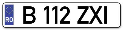 Placuta inmatriculare numar auto  B-112-ZXI, B 112 ZXI, B112ZXI