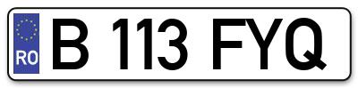 Placuta inmatriculare numar auto  B-113-FYQ, B 113 FYQ, B113FYQ