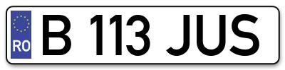 Placuta inmatriculare numar auto  B-113-JUS, B 113 JUS, B113JUS