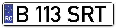 Placuta inmatriculare numar auto  B-113-SRT, B 113 SRT, B113SRT