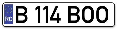 Placuta inmatriculare numar auto  B-114-BOO, B 114 BOO, B114BOO
