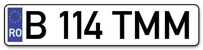 Placuta inmatriculare numar auto  B-114-TMM, B 114 TMM, B114TMM