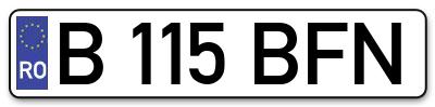 Placuta inmatriculare numar auto  B-115-BFN, B 115 BFN, B115BFN