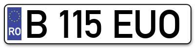 Placuta inmatriculare numar auto  B-115-EUO, B 115 EUO, B115EUO