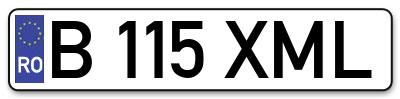 Placuta inmatriculare numar auto  B-115-XML, B 115 XML, B115XML