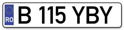 Placuta inmatriculare numar auto  B-115-YBY, B 115 YBY, B115YBY