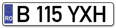 Placuta inmatriculare numar auto  B-115-YXH, B 115 YXH, B115YXH