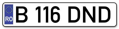 Placuta inmatriculare numar auto  B-116-DND, B 116 DND, B116DND
