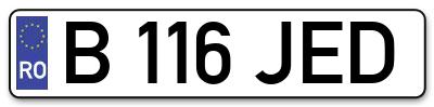 Placuta inmatriculare numar auto  B-116-JED, B 116 JED, B116JED