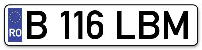 Placuta inmatriculare numar auto  B-116-LBM, B 116 LBM, B116LBM