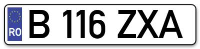 Placuta inmatriculare numar auto  B-116-ZXA, B 116 ZXA, B116ZXA