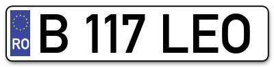 Placuta inmatriculare numar auto  B-117-LEO, B 117 LEO, B117LEO