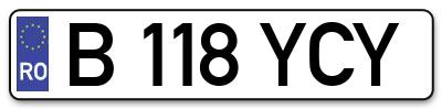 Placuta inmatriculare numar auto  B-118-YCY, B 118 YCY, B118YCY