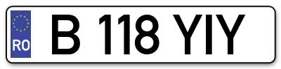 Placuta inmatriculare numar auto  B-118-YIY, B 118 YIY, B118YIY