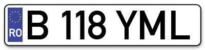 Placuta inmatriculare numar auto  B-118-YML, B 118 YML, B118YML