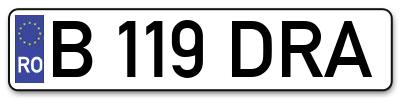 Placuta inmatriculare numar auto  B-119-DRA, B 119 DRA, B119DRA