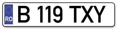 Placuta inmatriculare numar auto  B-119-TXY, B 119 TXY, B119TXY