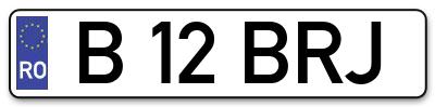 Placuta inmatriculare numar auto  B-12-BRJ, B 12 BRJ, B12BRJ