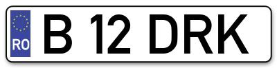 Placuta inmatriculare numar auto  B-12-DRK, B 12 DRK, B12DRK