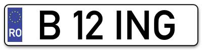 Placuta inmatriculare numar auto  B-12-ING, B 12 ING, B12ING